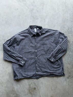 Men’s XL ASOS Boxy Gray Plaid Button Down Casual Shirt